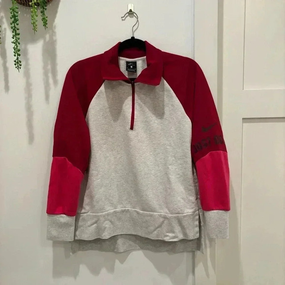 Nike Tops - Nike Womens Quarter Zip Sweatshirt Burgendy Pink and Gray Size Small